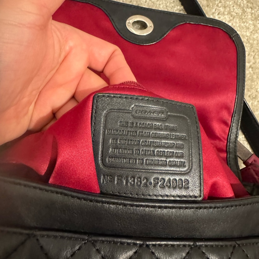 Coach Burgundy and Black Quilted Crossbody Bag - Picture 3 of 4